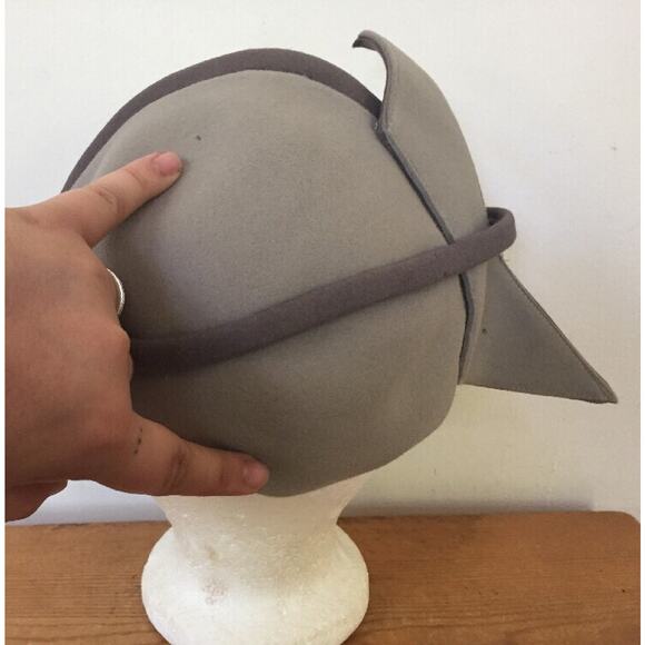 Vintage 50s G Howard Hodge Mallory Two Tone Gray Fur Felt Bow Fascinator Hat main image 7